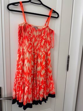 Juicy Couture Neon Coral and Cream Zigzag Sundress